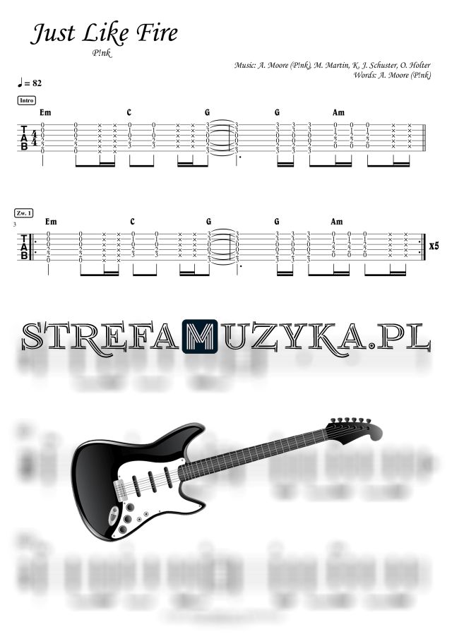 Just Like Fire - P!nk tabulatura gitara