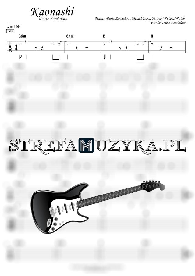 Kaonashi - Daria Zawiałow - Gitara - Chords & Guitar Tab