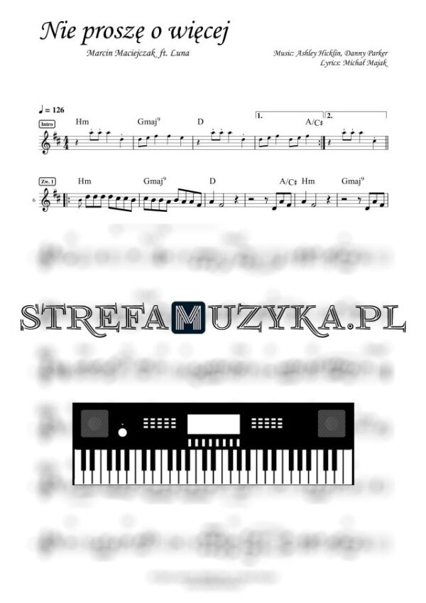 Nie proszę o więcej - Marcin Maciejczak ft. LUNA - Nuty Keyboard