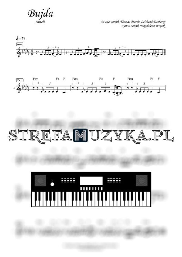 Bujda - sanah - Nuty na Keyboard / Pianino - StrefaMuzyka.pl