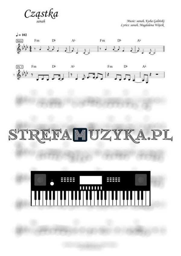 Cząstka - sanah - Nuty na Keyboard / Pianino - StrefaMuzyka.pl