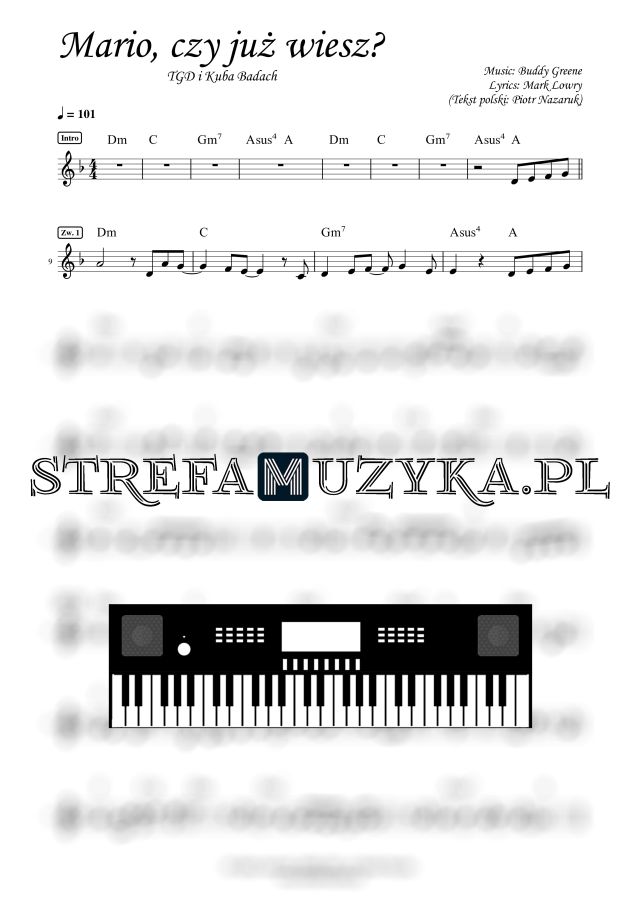 Mario, czy już wiesz - TGD i Kuba Badach nuty pdf na keyboard