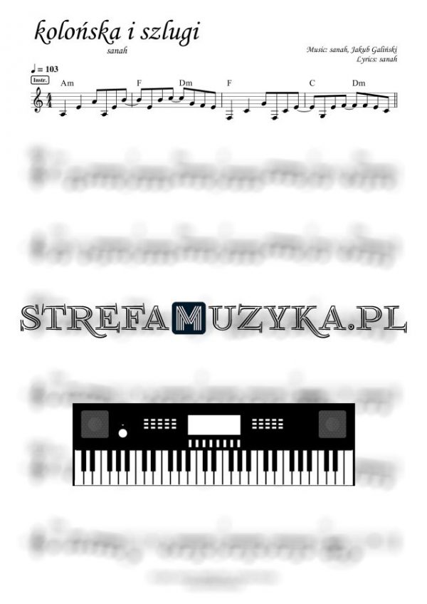 kolońska i szlugi - sanah nuty na keyboard, pianino, fortepian
