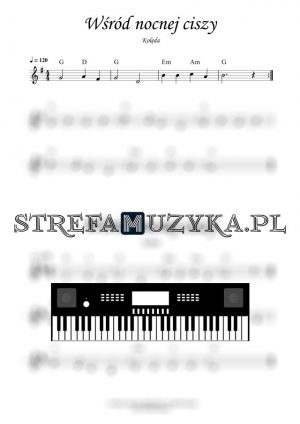 Wśród nocnej ciszy nuty na keyboard, pianino