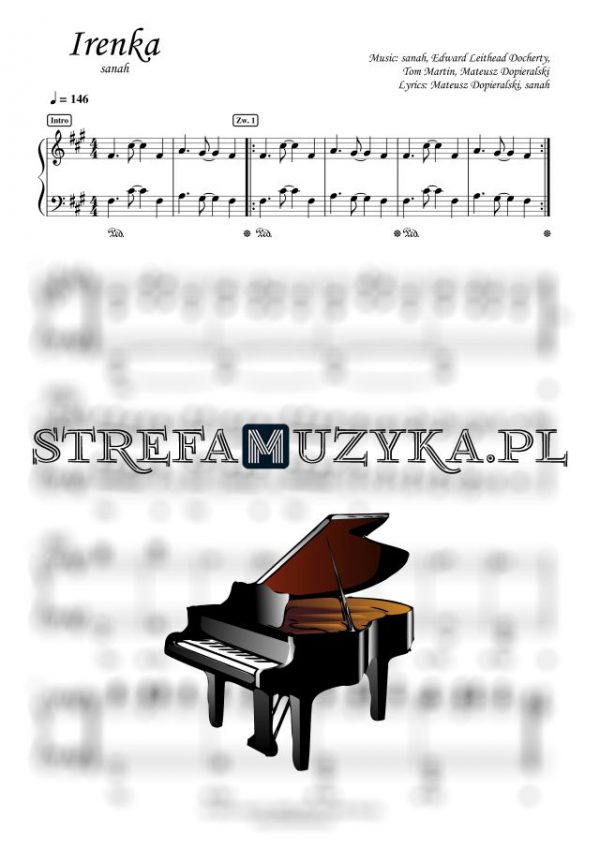 Irenka - sanah nuty na pianino, fortepian