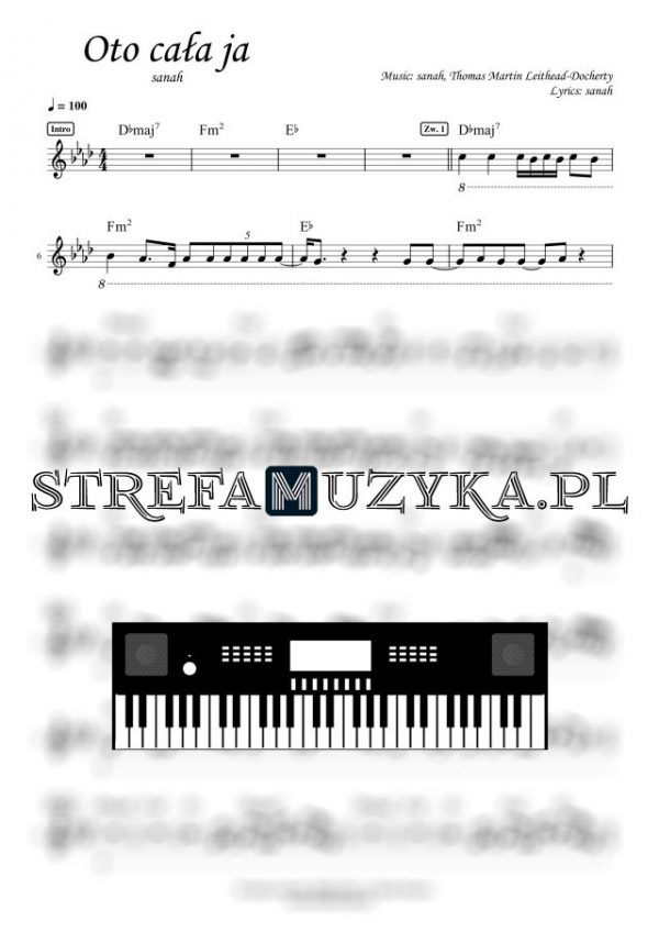 Oto cała ja - sanah - Nuty na Keyboard - StrefaMuzyka.pl