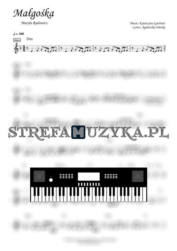 Małgośka - Maryla Rodowicz nuty na keyboard, pianino, fortepian