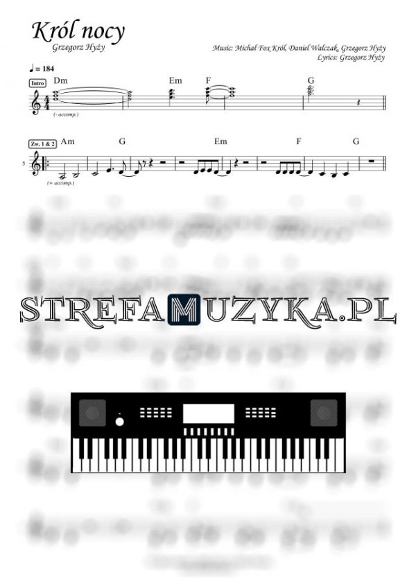 Król nocy - Grzegorz Hyży nuty pdf na keyboard