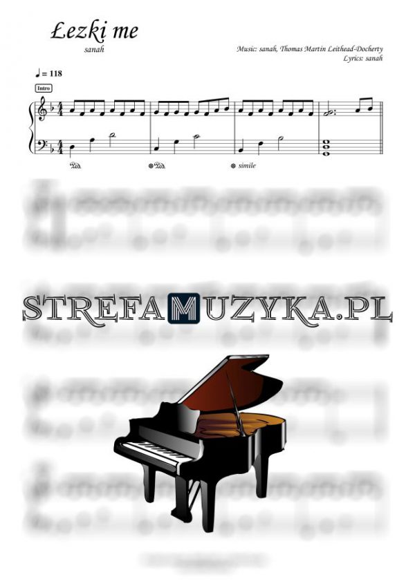 Łezki me - sanah nuty pdf na pianino akompaniament