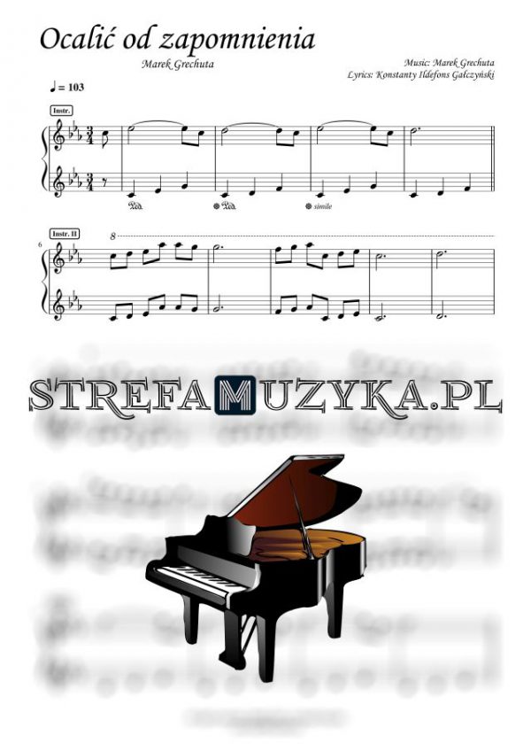 Ocalić od zapomnienia - Marek Grechuta nuty pdf akompaniament na pianino