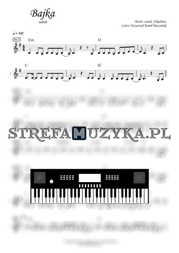 Bajka (K. K. Baczyński) - sanah - Nuty Na Keyboard - StrefaMuzyka.pl