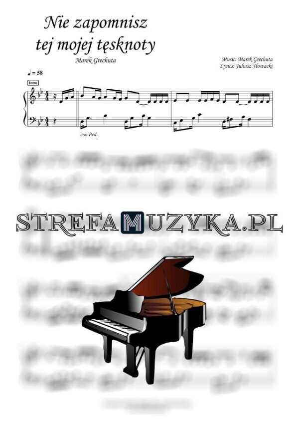 Nie zapomnisz tej mojej tęsknoty - Marek Grechuta nuty pdf akompaniament pianino