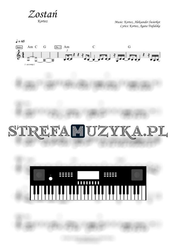 Zostań - Kortez nuty pdf na keyboard
