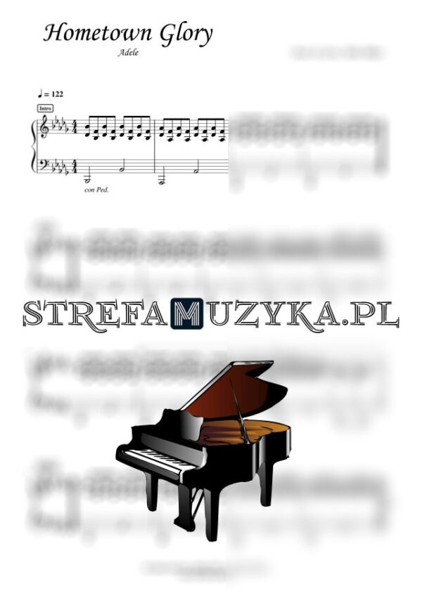 Hometown Glory - Adele sheet music piano, nuty pdf na pianino