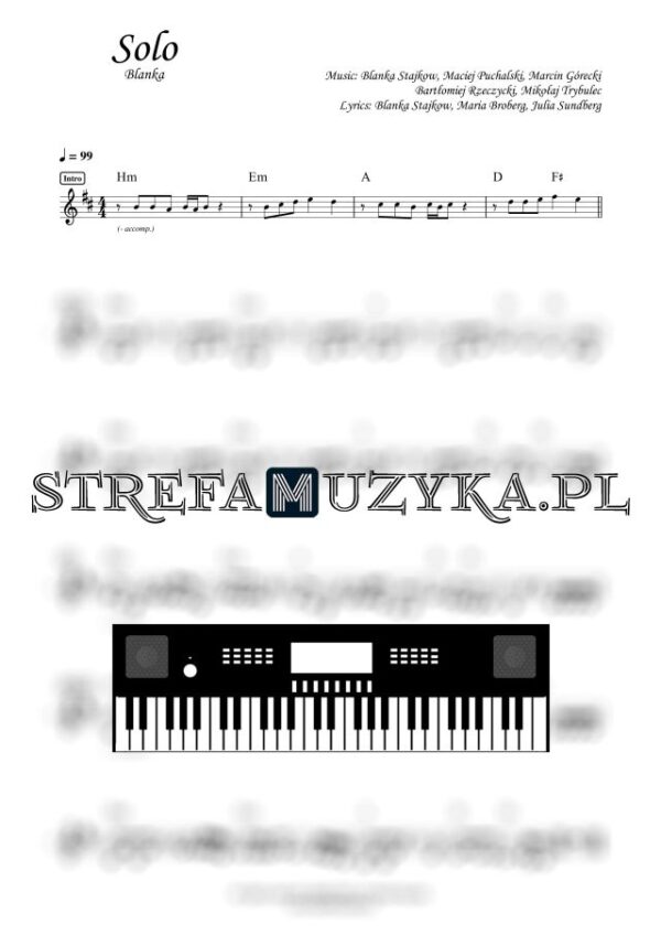 Solo - Blanka nuty pdf na keyboard, lead sheet piano