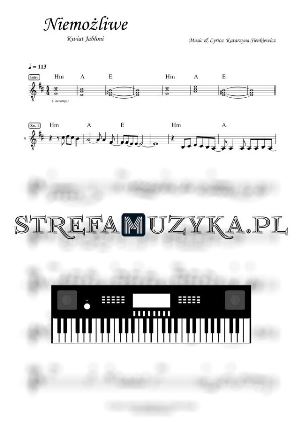 Niemożliwe - Kwiat Jabłoni nuty pdf na keyboard
