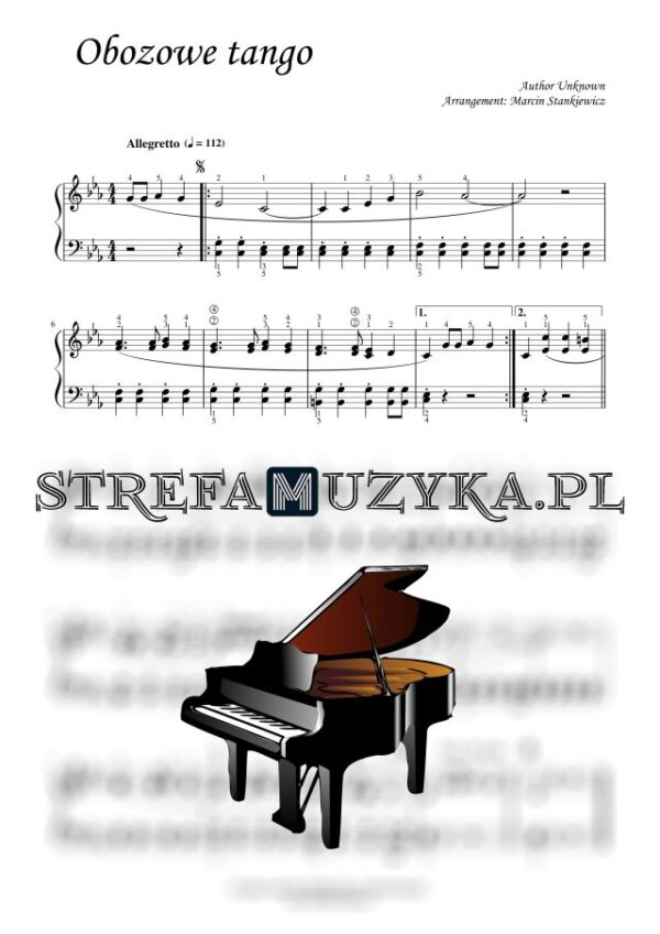 Obozowe tango nuty pdf na pianino, fortepian