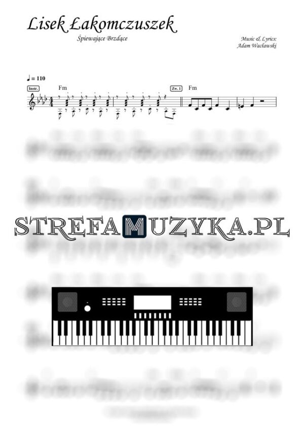 Lisek Łakomczuszek - Śpiewające Brzdące - Nuty na Keyboard