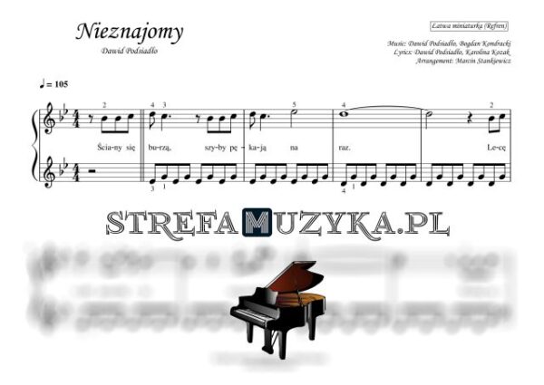 Nieznajomy - Dawid Podsiadło - Łatwa Miniaturka (Refren) nuty pdf na pianino łatwe