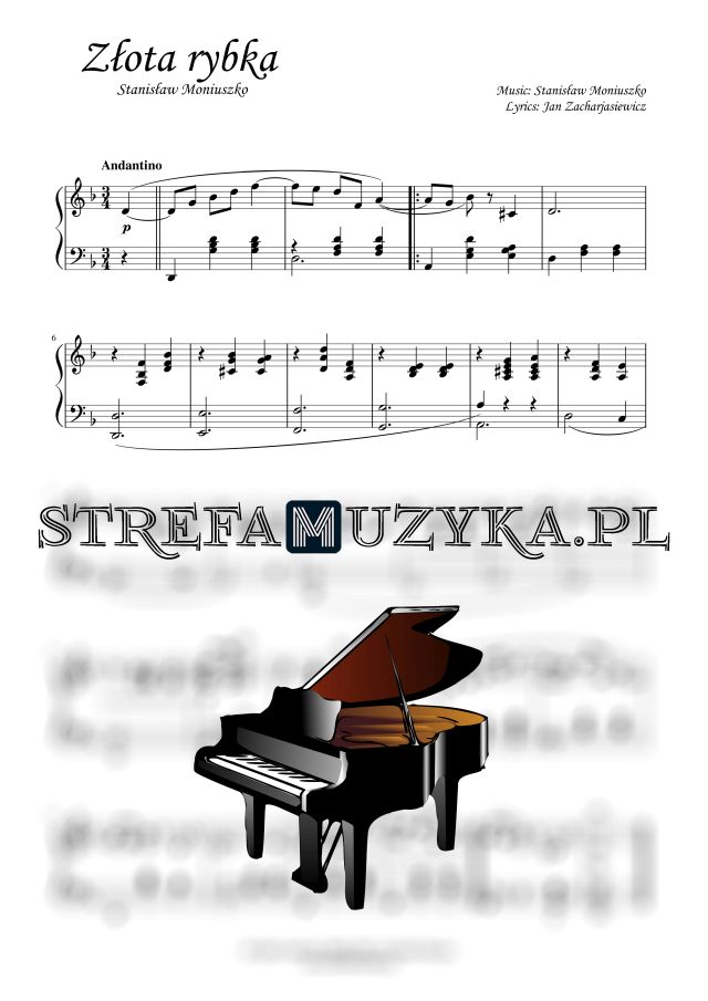 Złota rybka - Stanisław Moniuszko nuty pdf na pianino