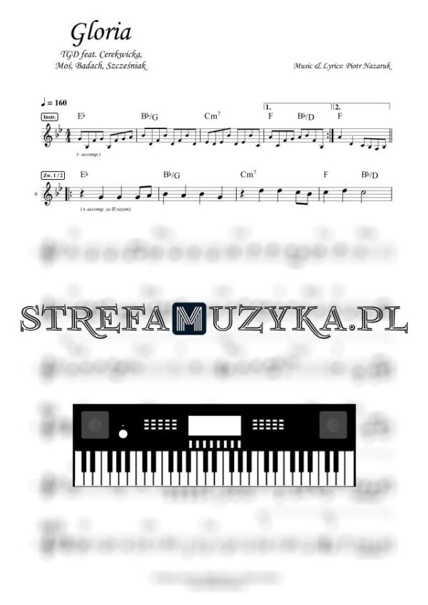 Gloria - TGD - Nuty na Keyboard - StrefaMuzyka.pl