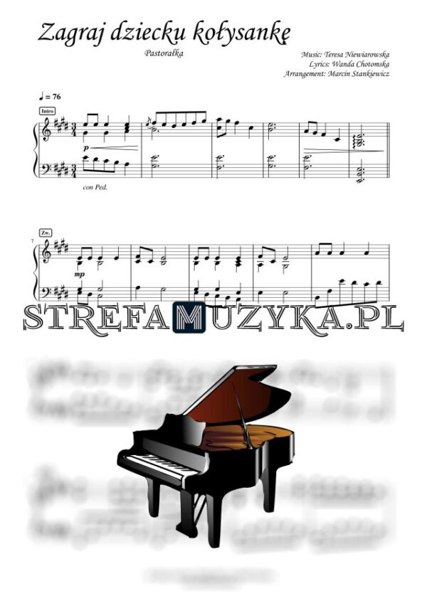 Zagraj dziecku kołysankę (Za kominem świerszczyk spał) - Teresa Niewiarowska nuty pdf na pianino