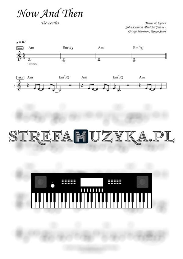 Now And Then - The Beatles - Nuty na Keyboard - StrefaMuzyka.pl