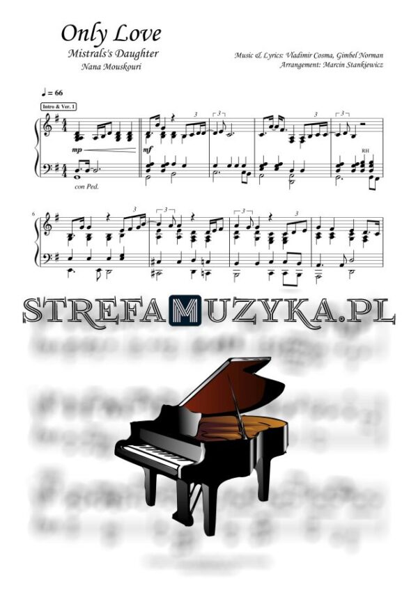 Only Love / Mistral's Daughter - Nana Mouskouri nuty pdf na pianino, fortepian sheet music piano