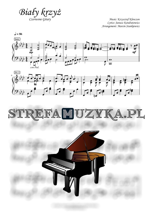 Biały krzyż - Czerwone Gitary nuty pdf na pianino