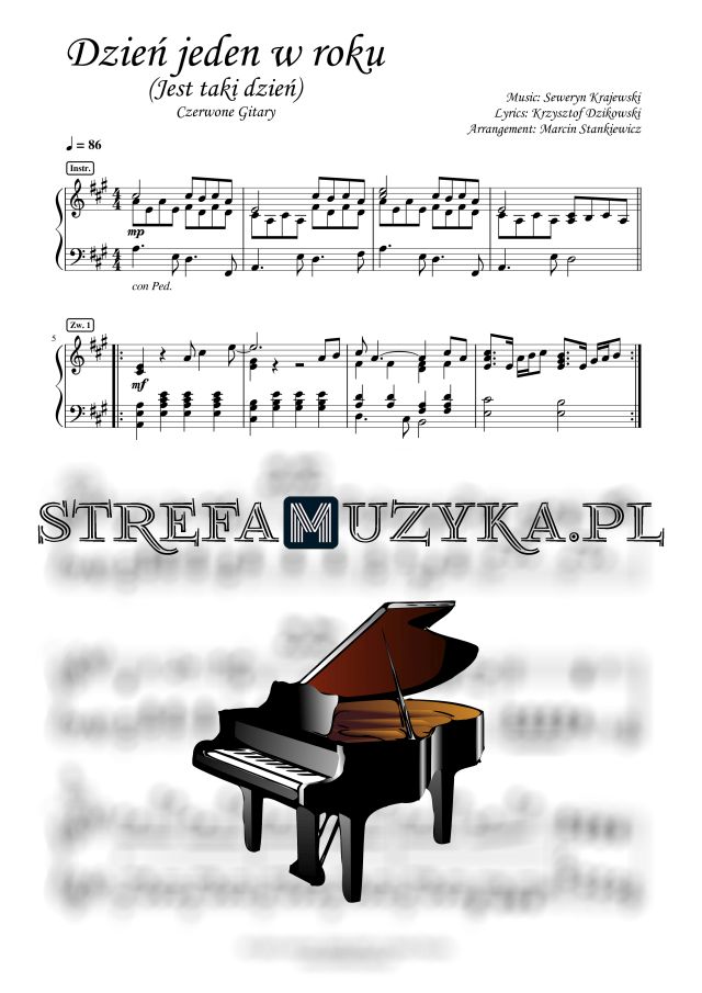 Dzień jeden w roku (Jest taki dzień) - Czerwone Gitary nuty pdf na pianino