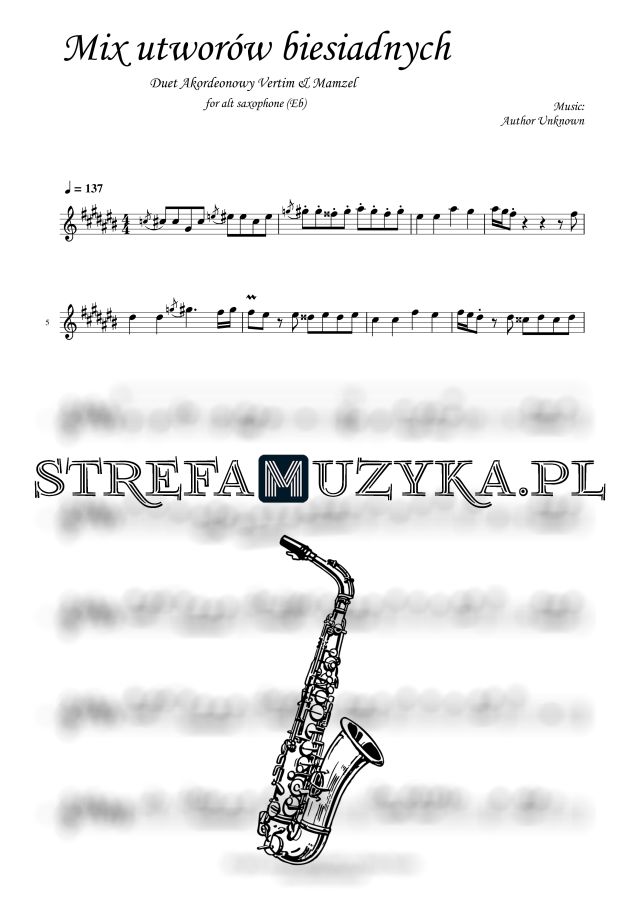 Mix utwór biesiadnych - Saksofon Altowy - StrefaMuzyka.pl