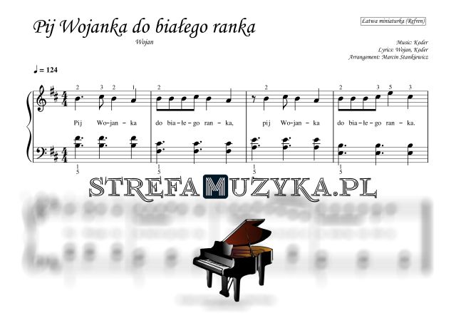 Pij Wojanka - Wojan – Łatwa Miniaturka (Refren) nuty pdf na pianino
