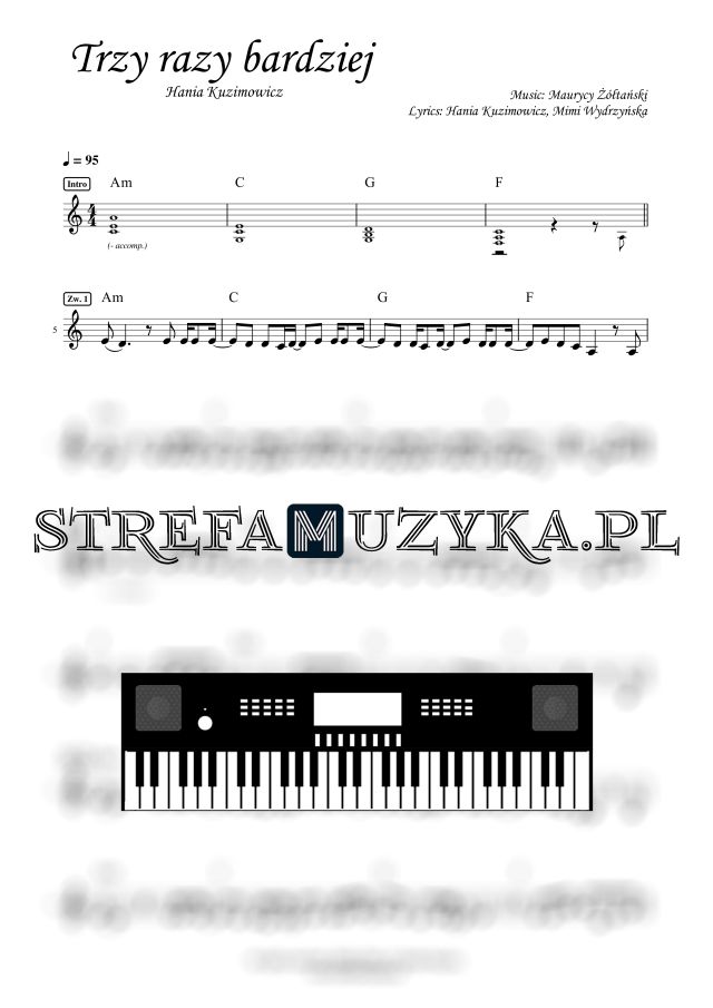 Trzy razy bardziej - Hania Kuzimowicz nuty pdf na keyboard