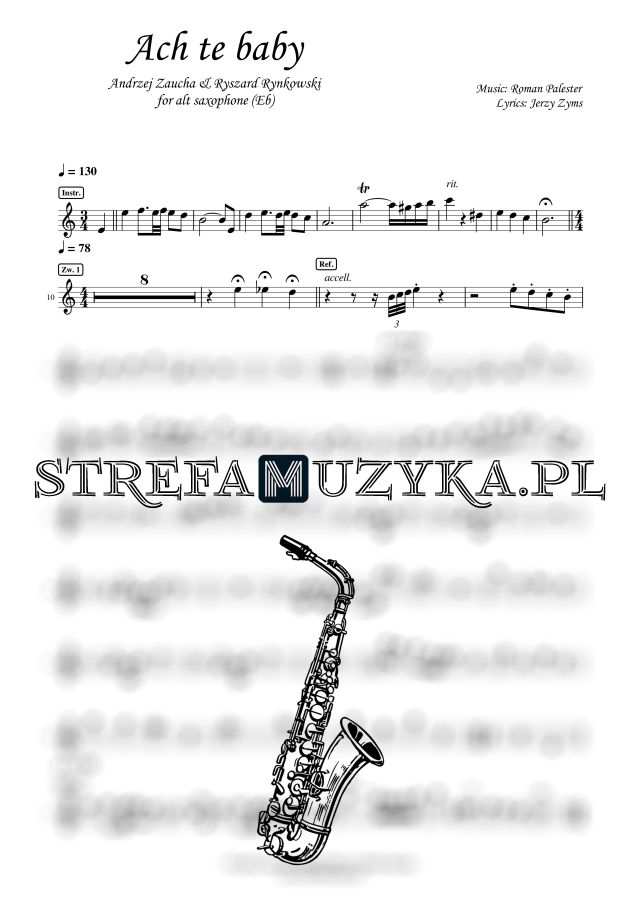 Ach te baby - Andrzej Zaucha & Ryszard Rynkowski nuty pdf na saksofon altowy